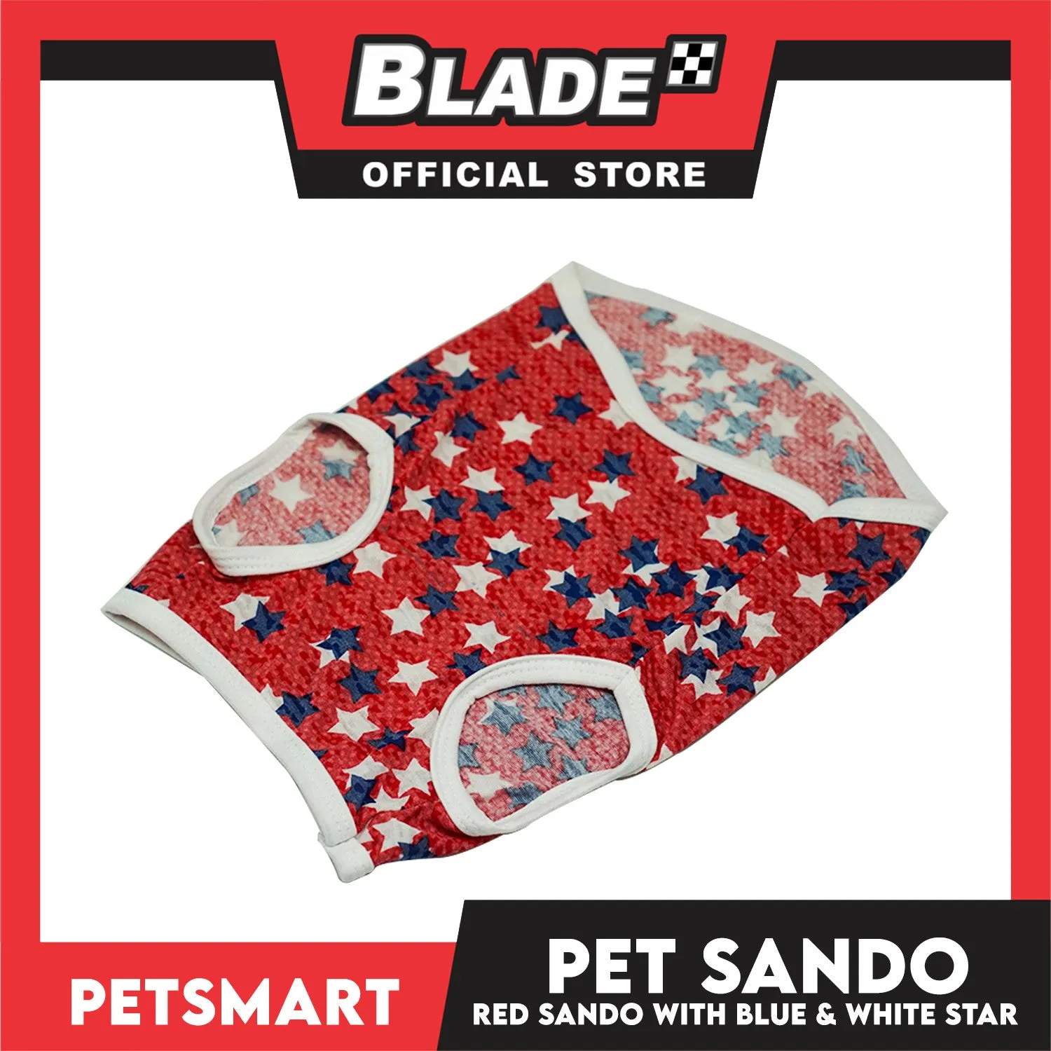 Pet Cloth Red Sando with Blue and White Star Design (Medium) Perfect fit for Small Breed of Dog