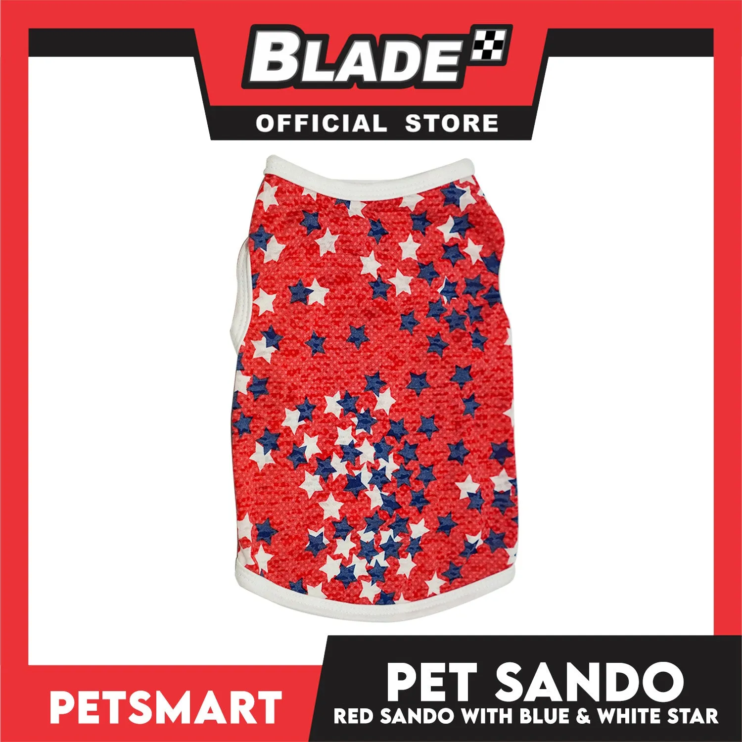 Pet Cloth Red Sando with Blue and White Star Design (Medium) Perfect fit for Small Breed of Dog