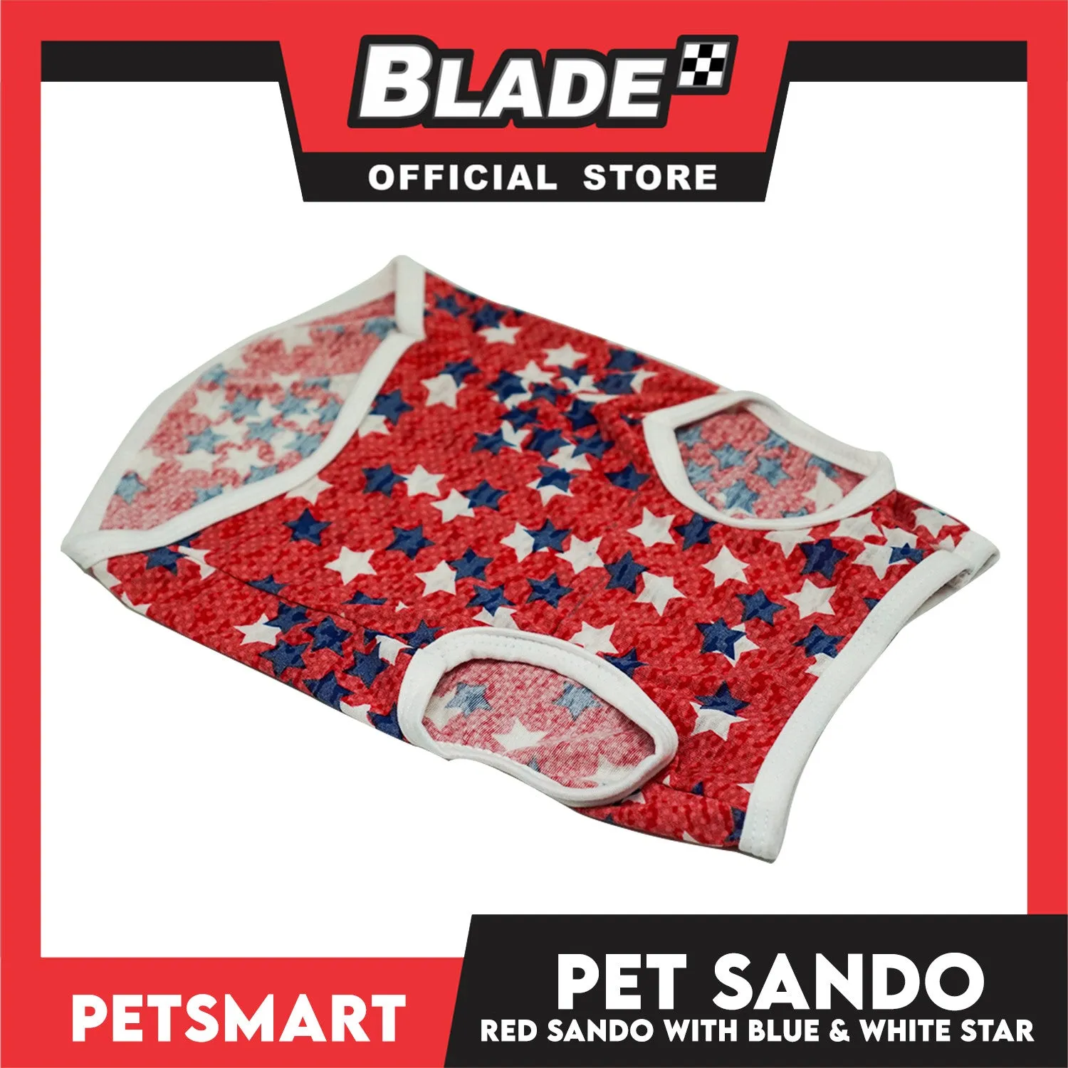 Pet Cloth Red Sando with Blue and White Star Design (Medium) Perfect fit for Small Breed of Dog