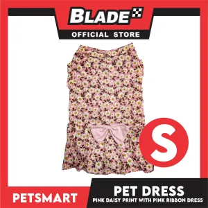 Pet Dress Pink Daisy Print with Pink Ribbon Design DG-CTN187S (Small)