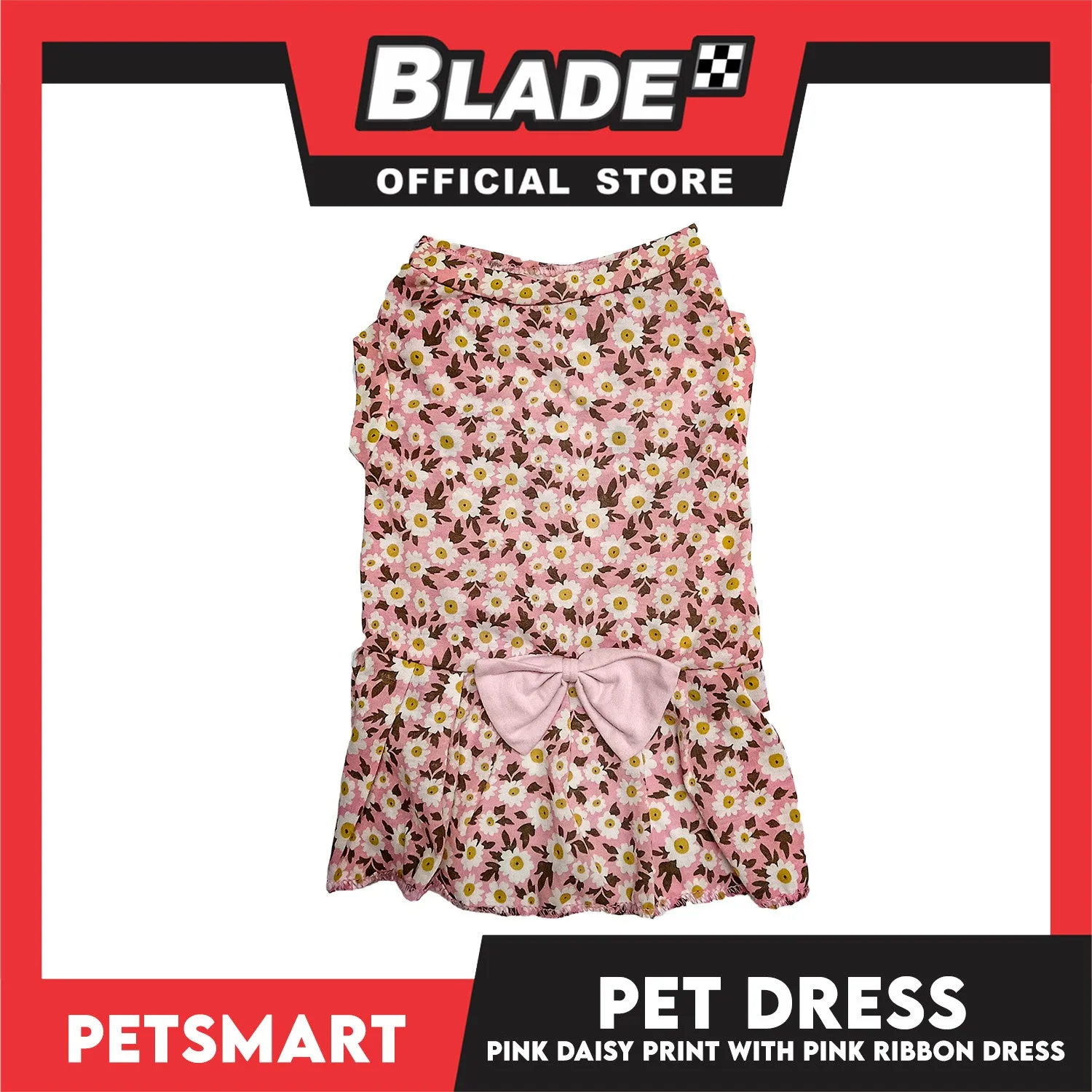 Pet Dress Pink Daisy Print with Pink Ribbon Design DG-CTN187S (Small)