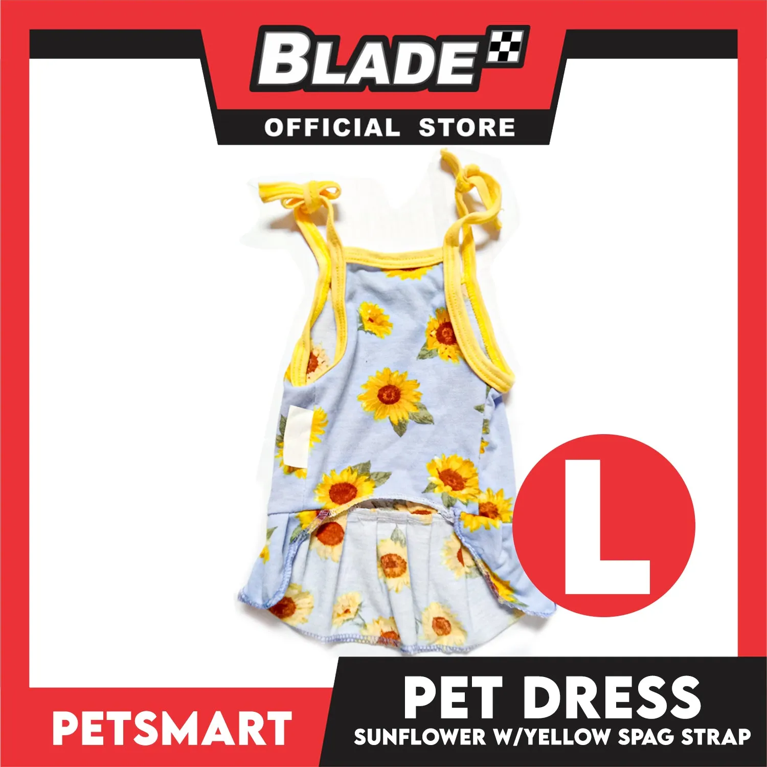 Pet Dress Sunflower With Yellow Spaghetti Strap Dress DG-CTN122L (Large) Perfect Fit For Dogs And Cats, Pet Dress Clothes, Soft and Comfortable Pet Clothing