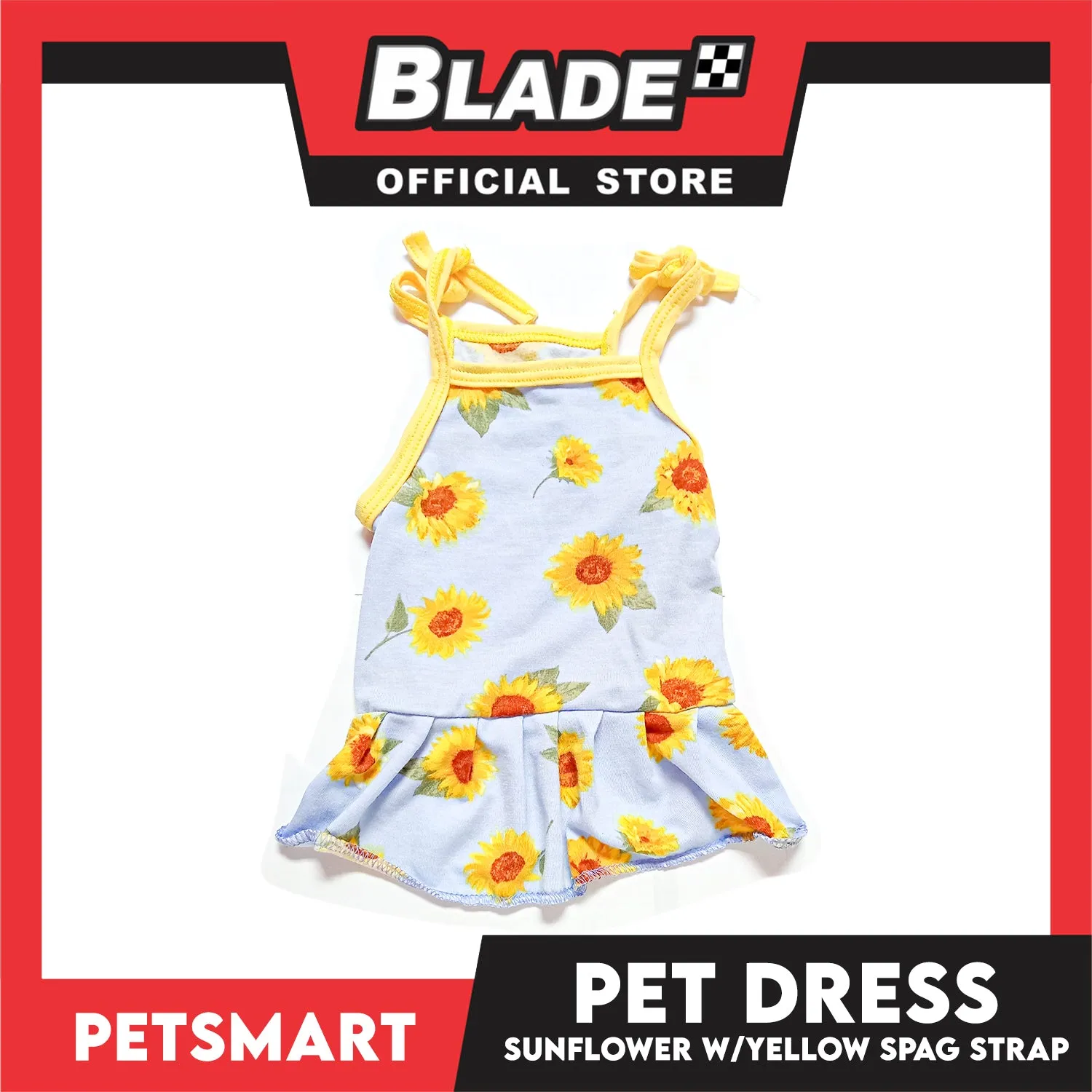 Pet Dress Sunflower With Yellow Spaghetti Strap Dress DG-CTN122L (Large) Perfect Fit For Dogs And Cats, Pet Dress Clothes, Soft and Comfortable Pet Clothing