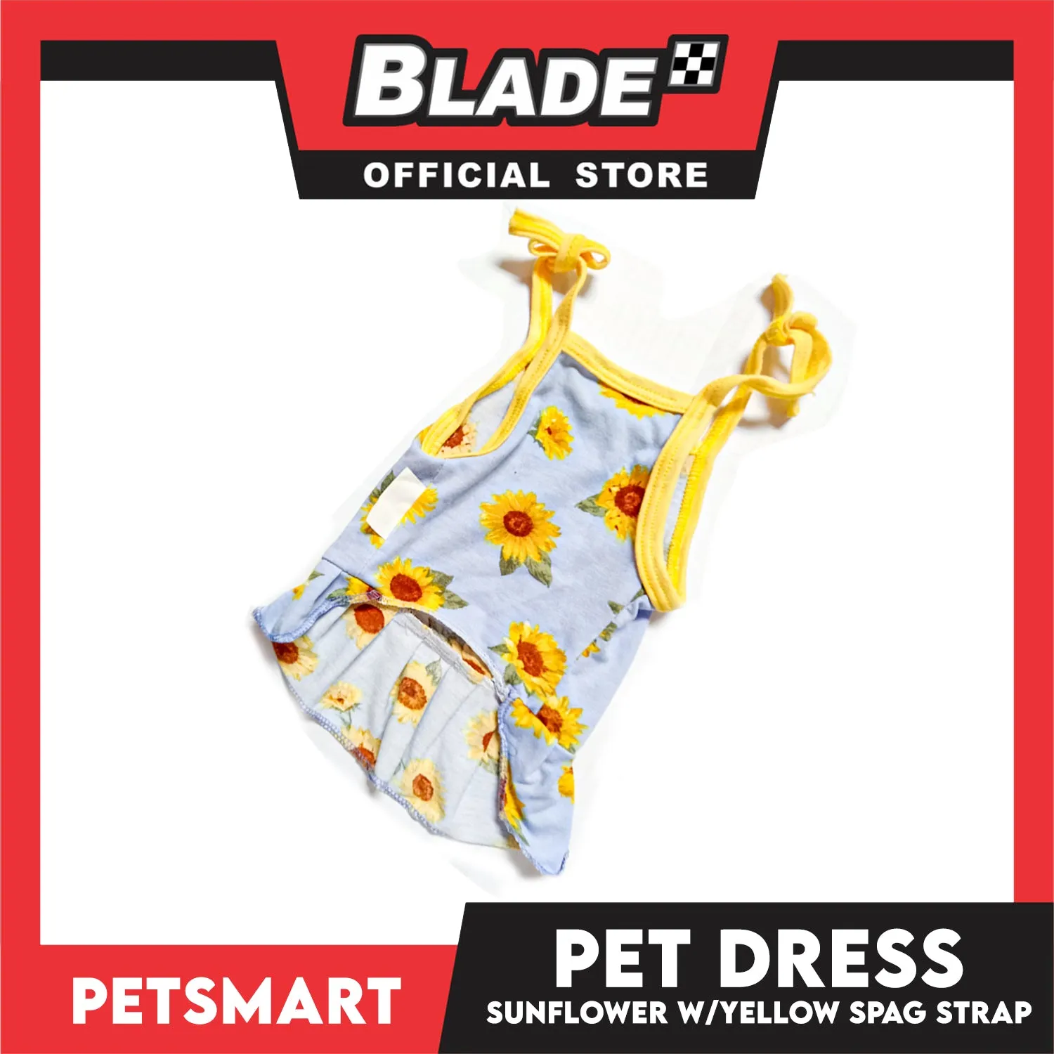 Pet Dress Sunflower With Yellow Spaghetti Strap Dress DG-CTN122L (Large) Perfect Fit For Dogs And Cats, Pet Dress Clothes, Soft and Comfortable Pet Clothing