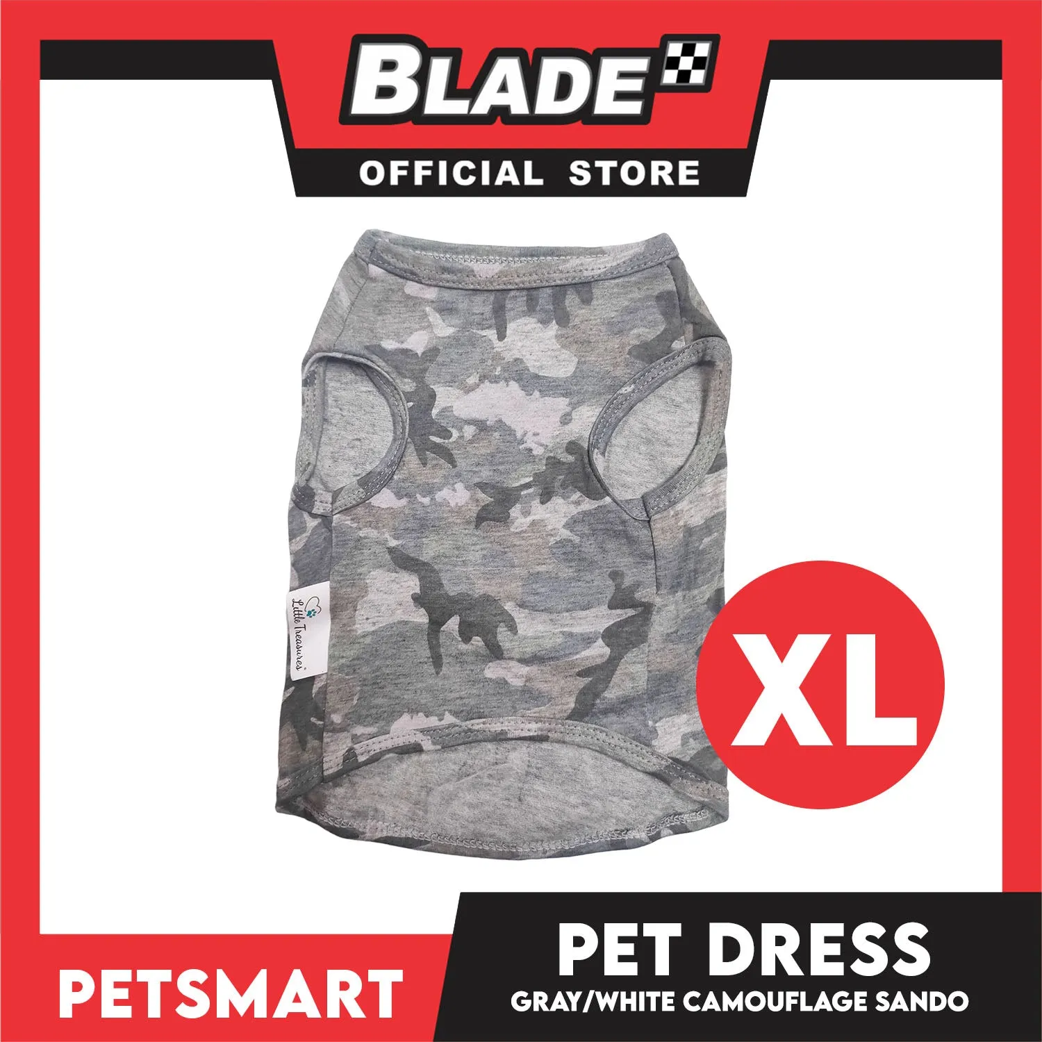 Pet Sando Camouflage Design, Gray White Color DG-CTN113(W)XL (XL) Perfect Fit For Dogs And Cats, Breathable Sando Clothes, Soft Lightweight Pet Clothing