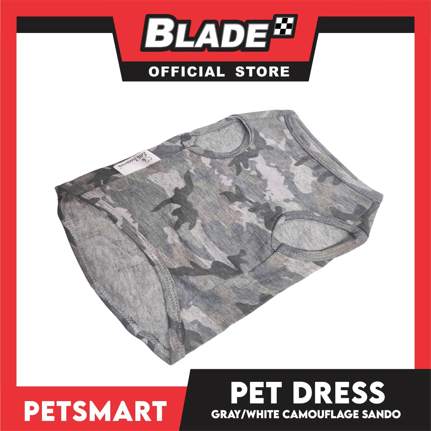 Pet Sando Camouflage Design, Gray White Color DG-CTN113(W)XL (XL) Perfect Fit For Dogs And Cats, Breathable Sando Clothes, Soft Lightweight Pet Clothing
