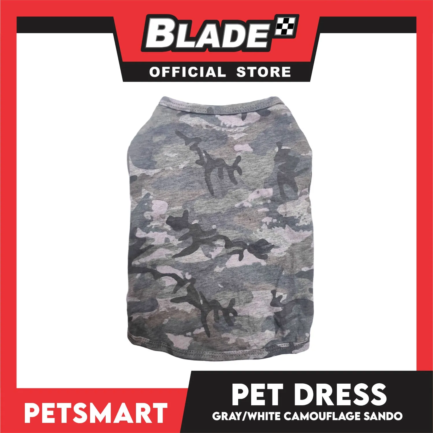 Pet Sando Camouflage Design, Gray White Color DG-CTN113(W)XL (XL) Perfect Fit For Dogs And Cats, Breathable Sando Clothes, Soft Lightweight Pet Clothing