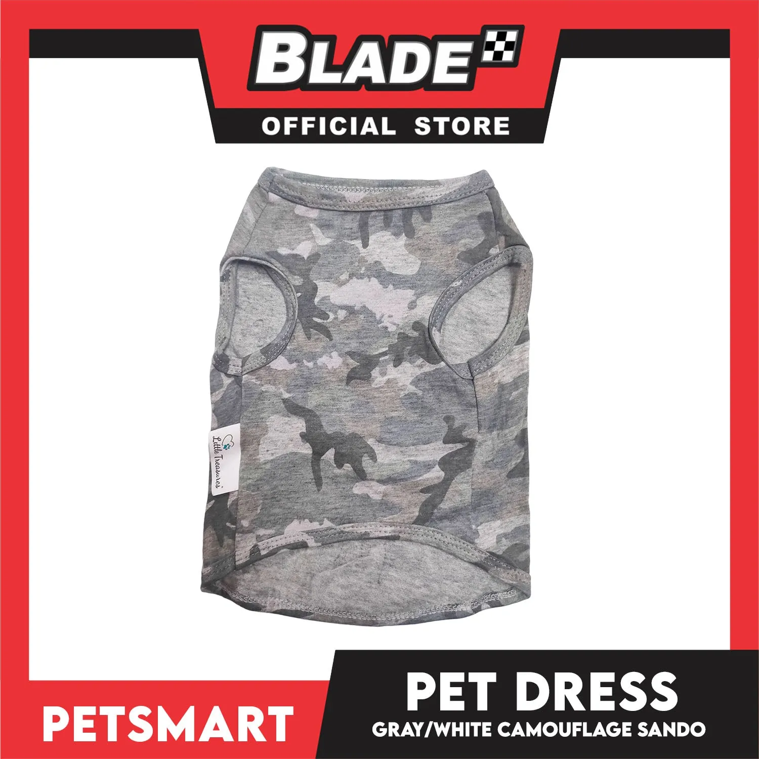 Pet Sando Camouflage Design, Gray White Color DG-CTN113(W)XL (XL) Perfect Fit For Dogs And Cats, Breathable Sando Clothes, Soft Lightweight Pet Clothing