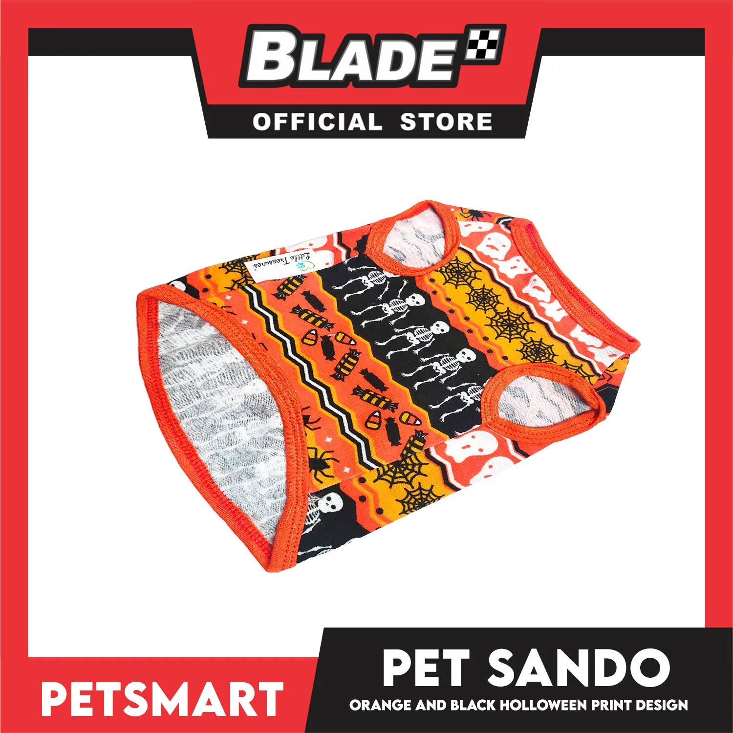 Pet Sando Halloween Design, Orange Black Color DG-CTN111M (Medium) Perfect Fit For Dogs And Cats, Breathable Sando Clothes, Soft Lightweight Pet Clothing