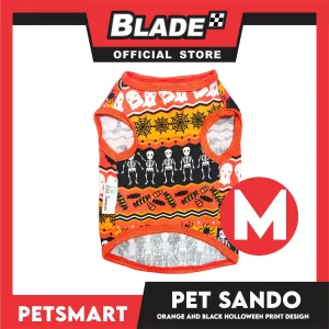 Pet Sando Halloween Design, Orange Black Color DG-CTN111M (Medium) Perfect Fit For Dogs And Cats, Breathable Sando Clothes, Soft Lightweight Pet Clothing
