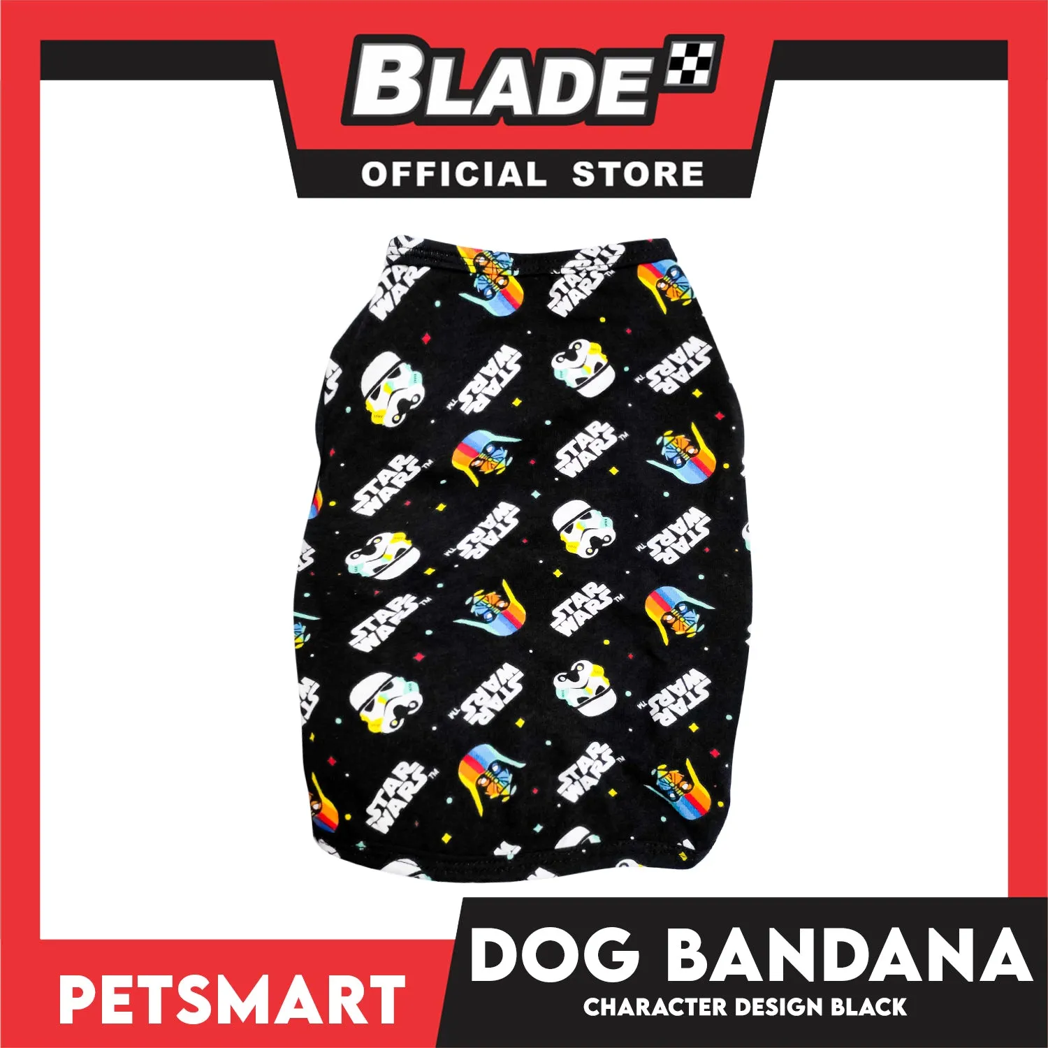 Pet Sando With Character Design, Black Color DG-CTN106L (Large) Perfect Fit For Dogs And Cats, Breathable Clothes, Soft Lightweight Cool Pet Clothing