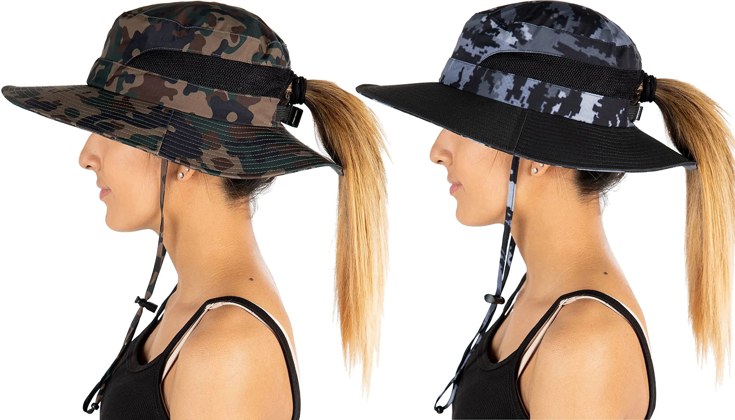 Ponytail Mesh Bucket Hat by Funky Junque