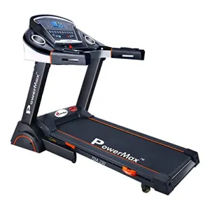 PowerMax Fitness TDA-230 (4HP Peak) Smart Folding Electric Treadmill with Auto Incline, MP3, Speaker, DIY and Virtual Assistance, Exercise Machine for Home Gym and Cardio Training