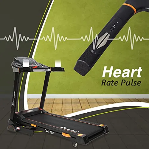 PowerMax Fitness TDA-230 (4HP Peak) Smart Folding Electric Treadmill with Auto Incline, MP3, Speaker, DIY and Virtual Assistance, Exercise Machine for Home Gym and Cardio Training