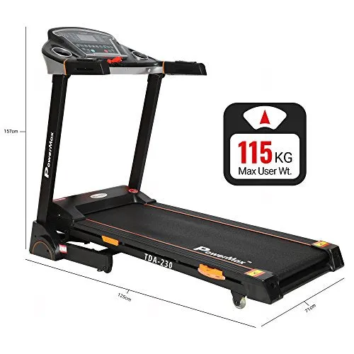 PowerMax Fitness TDA-230 (4HP Peak) Smart Folding Electric Treadmill with Auto Incline, MP3, Speaker, DIY and Virtual Assistance, Exercise Machine for Home Gym and Cardio Training