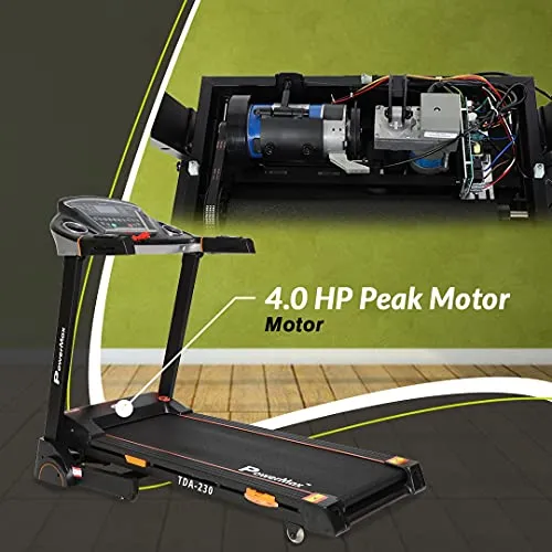 PowerMax Fitness TDA-230 (4HP Peak) Smart Folding Electric Treadmill with Auto Incline, MP3, Speaker, DIY and Virtual Assistance, Exercise Machine for Home Gym and Cardio Training