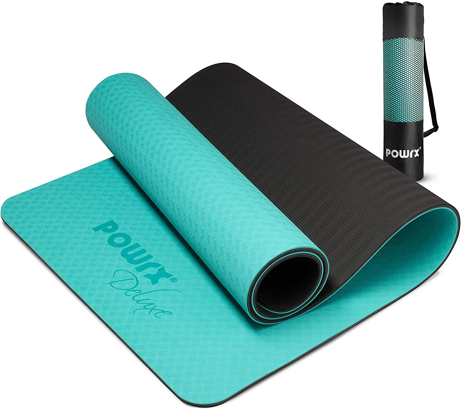 POWRX Yoga Mat 3-layer Technology incl. Carrying Strap   Bag | Excersize mat for workout | Non-slip large yoga mat, 67" x 24"