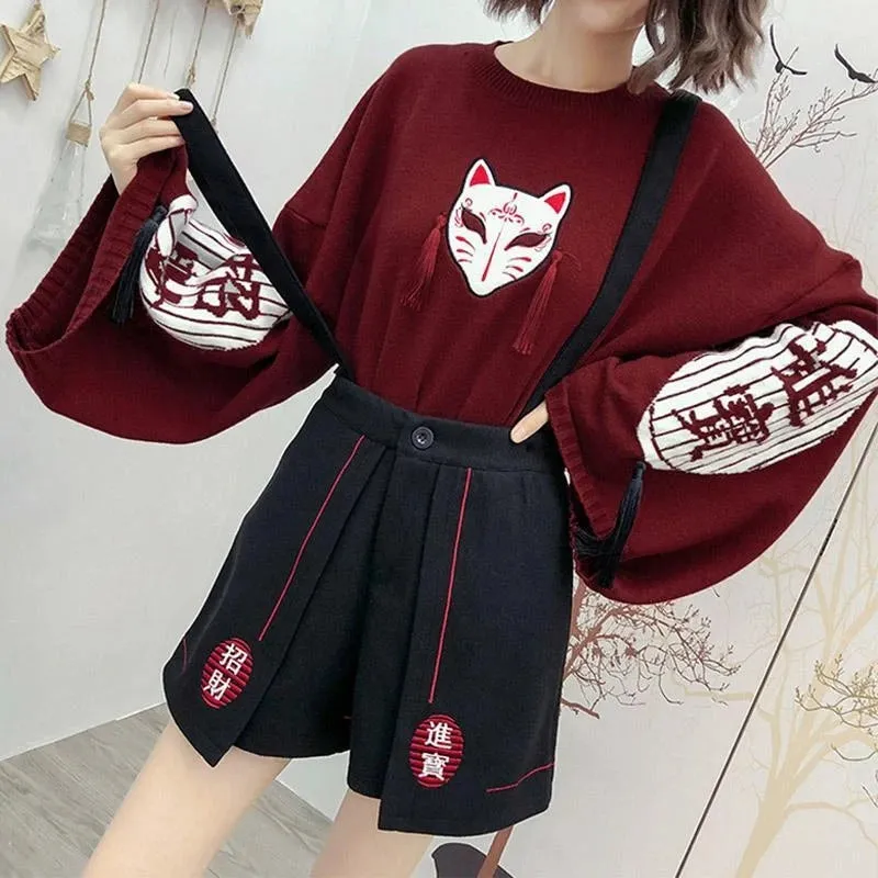 "FOX MASK EMBROIDERED" SWEATER N082810