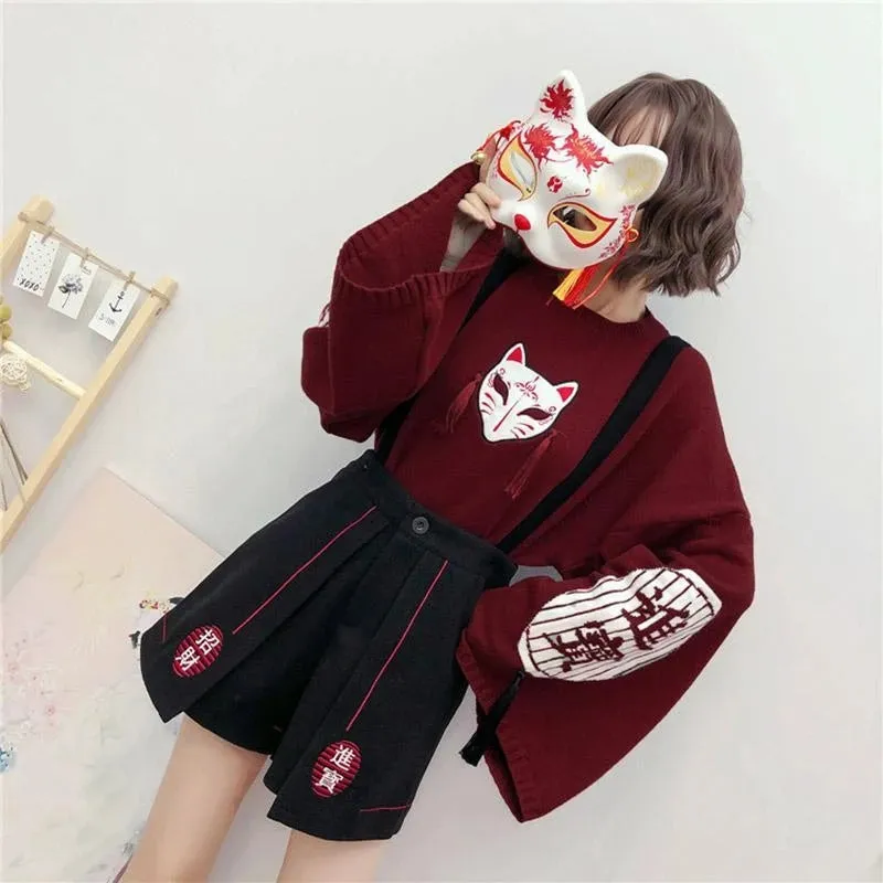 "FOX MASK EMBROIDERED" SWEATER N082810