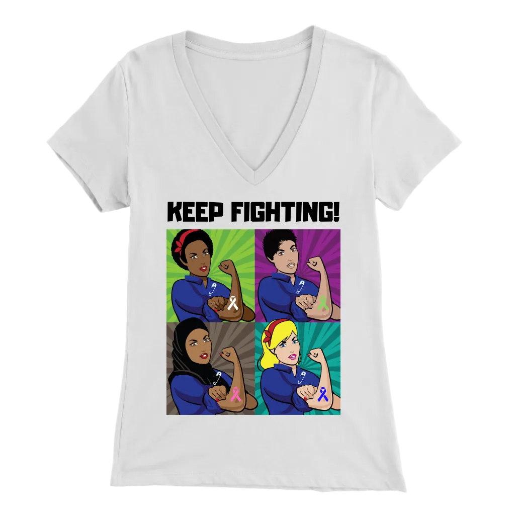 "Keep Fighting" Rosie The Riveter Tee(V-Neck)