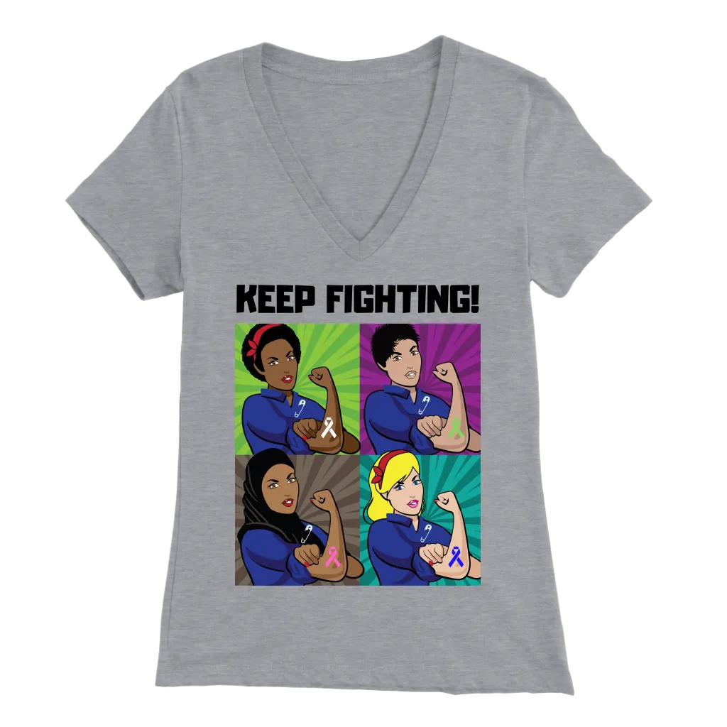 "Keep Fighting" Rosie The Riveter Tee(V-Neck)