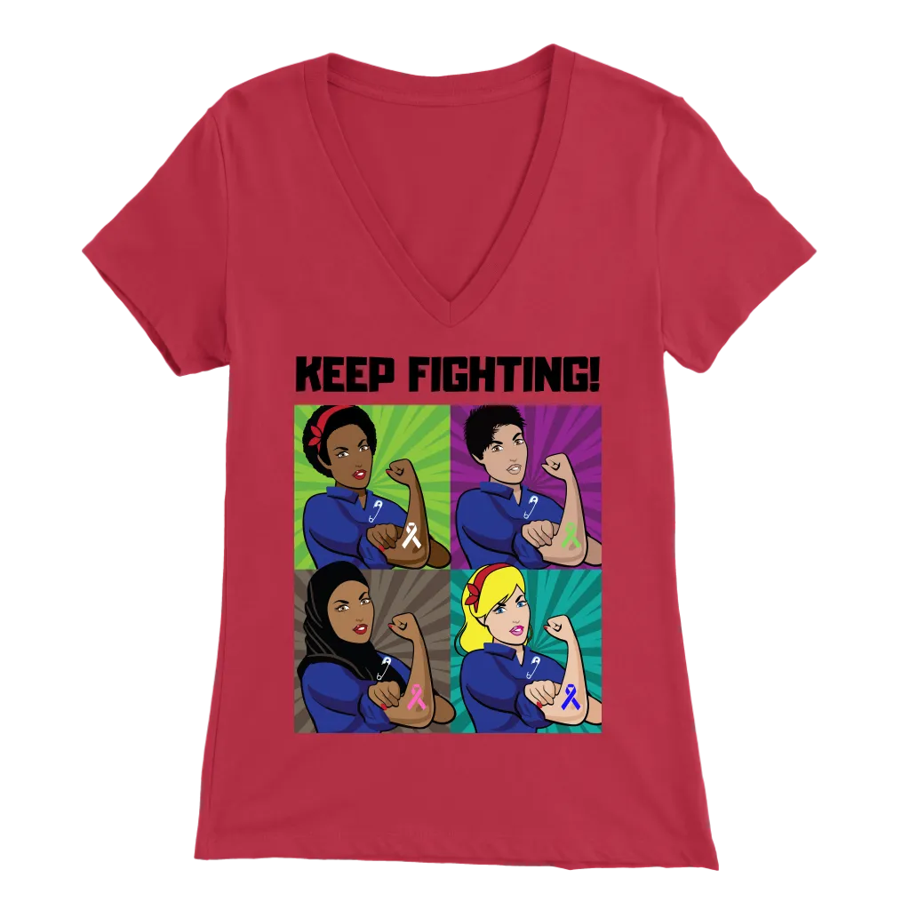 "Keep Fighting" Rosie The Riveter Tee(V-Neck)