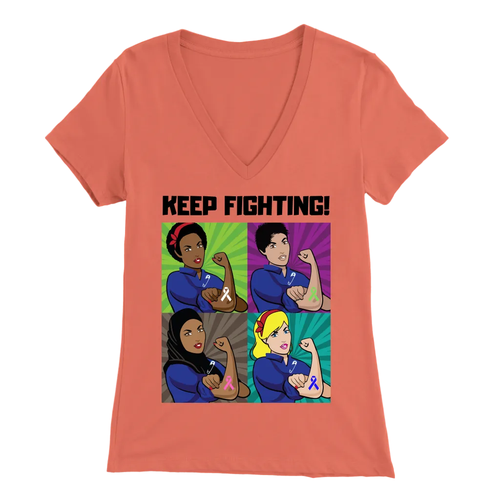 "Keep Fighting" Rosie The Riveter Tee(V-Neck)