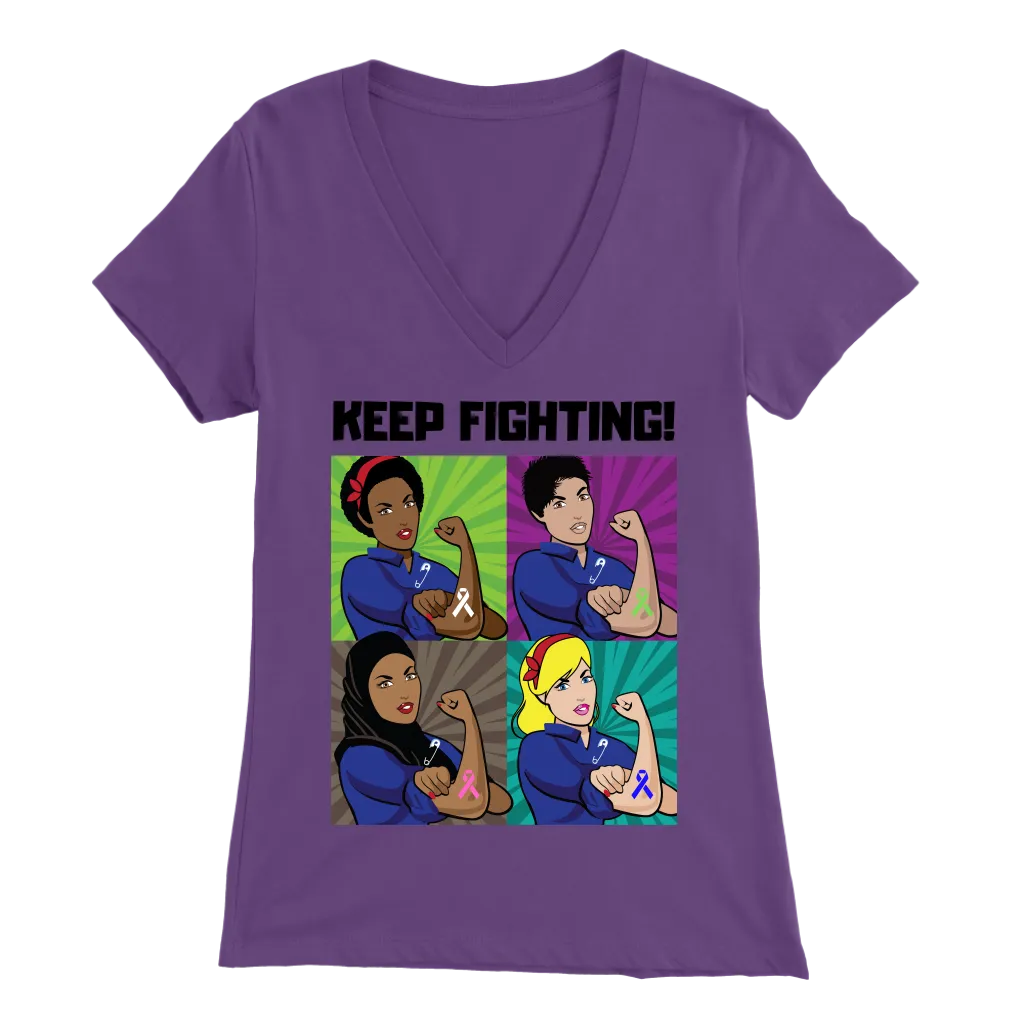 "Keep Fighting" Rosie The Riveter Tee(V-Neck)