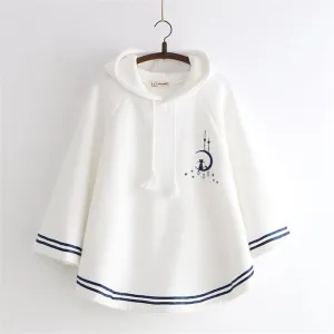 "MOON CAT EMBROIDERED" SWEATSHIRT N123007