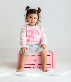 Rainbow Birthday / Age - Embroidered Sweatshirt / Jumper