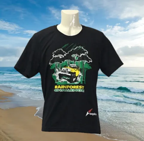 RAINFOREST CHALLENGE DRY FIT T-SHIRT - RFC - 3XL BLACK ROUND NECK MICROFIBER T-SHIRT