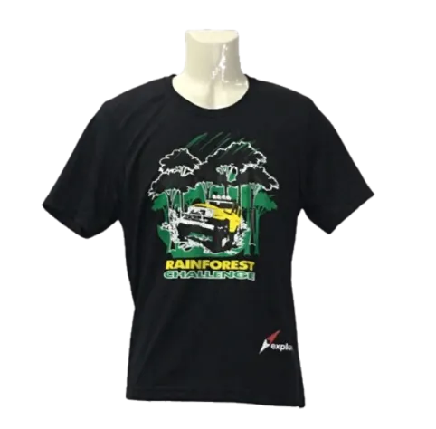RAINFOREST CHALLENGE DRY FIT T-SHIRT - RFC - 3XL BLACK ROUND NECK MICROFIBER T-SHIRT