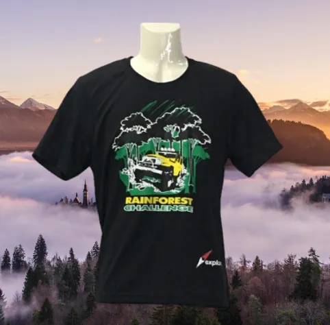 RAINFOREST CHALLENGE DRY FIT T-SHIRT - RFC - 3XL BLACK ROUND NECK MICROFIBER T-SHIRT