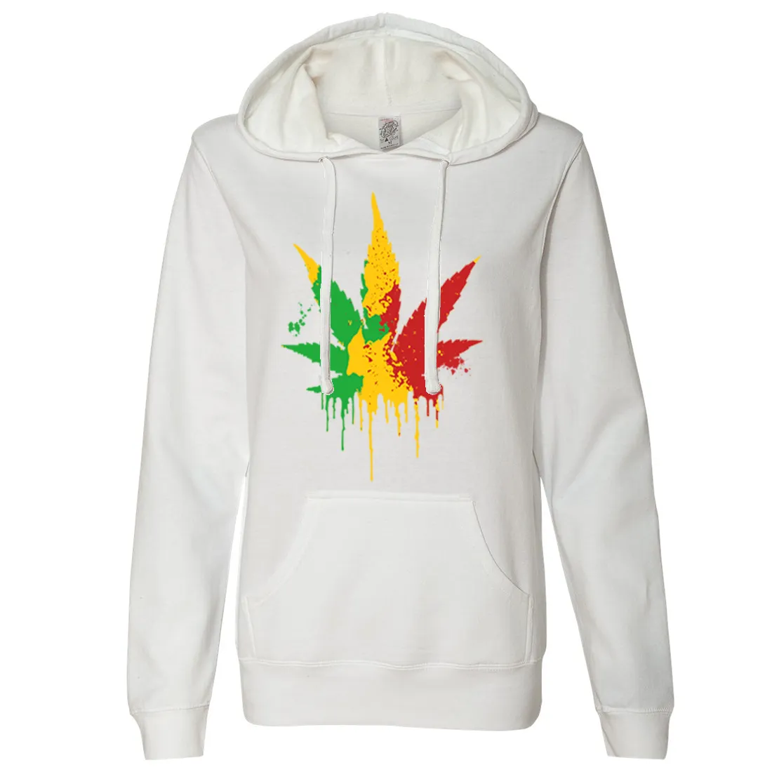Rasta Pot Leaf Ladies Lightweight Fitted Hoodie