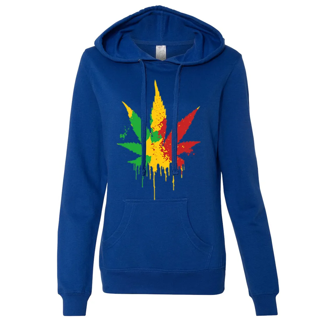 Rasta Pot Leaf Ladies Lightweight Fitted Hoodie