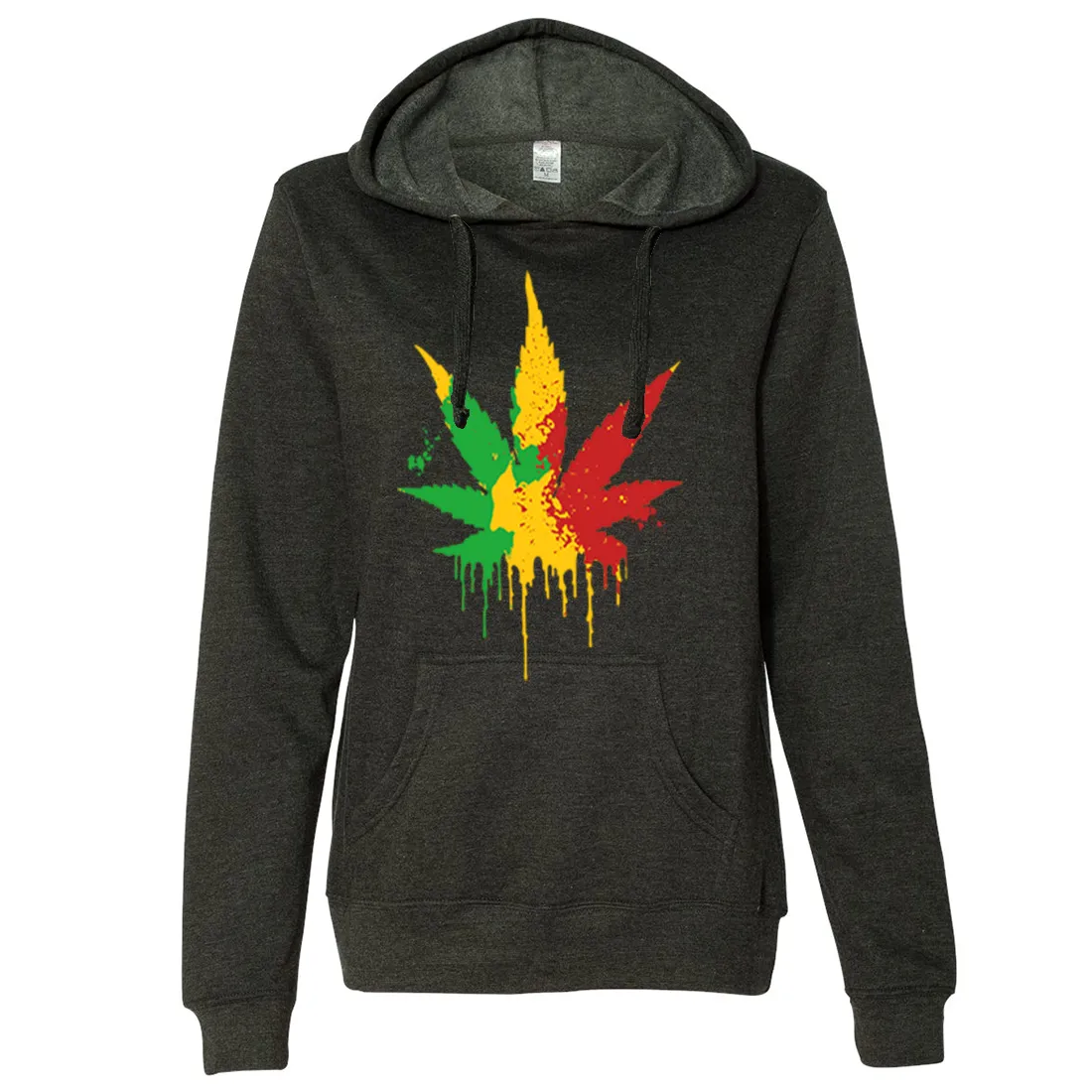 Rasta Pot Leaf Ladies Lightweight Fitted Hoodie