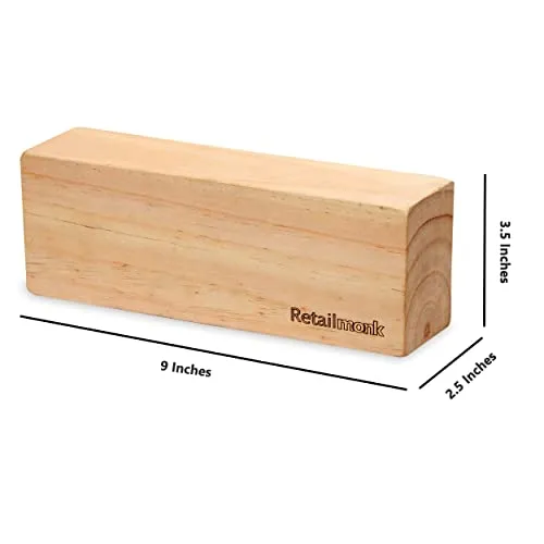 RETAILMONK Wood Lightweight, Odour Resistant and Moisture Gym Fitness Yoga Block to Support and Deepen (Beige, 9 X 2.5 X 3.5 Inch) - Set of 2