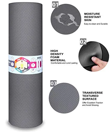 REXERA® Yoga Mat for Gym Workout and Yoga Exercise with 6mm Thickness, Anti-Slip Yoga Mat for Men & Women Fitness (Qnty.-1 Pcs.) (Grey Color)