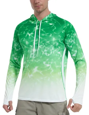 Roadbox Men's UPF 50  Sun Protection Hoodie Shirts - Outdoor Fishing Long Sleeve Thumbholes T-Shirt Lightweight