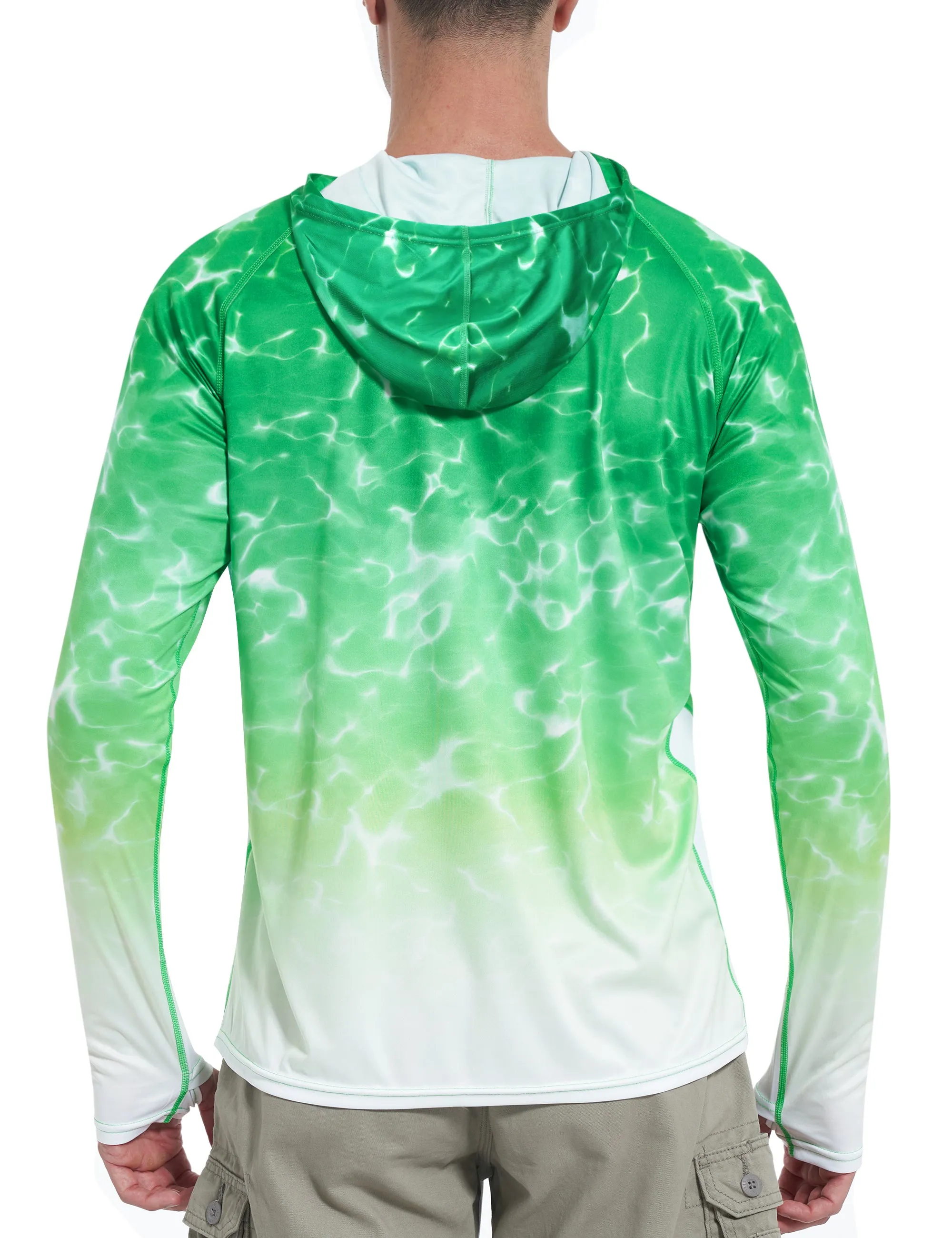 Roadbox Men's UPF 50  Sun Protection Hoodie Shirts - Outdoor Fishing Long Sleeve Thumbholes T-Shirt Lightweight