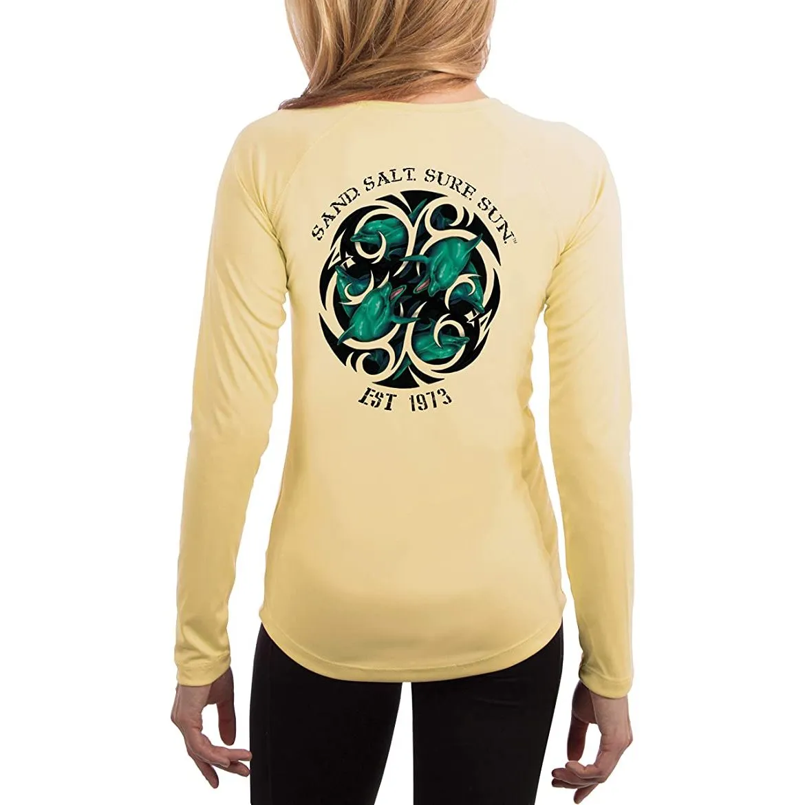 SAND.SALT.SURF.SUN. Dolphin Tribal Women's UPF 50  UV Sun Protection Performance Long Sleeve T-Shirt
