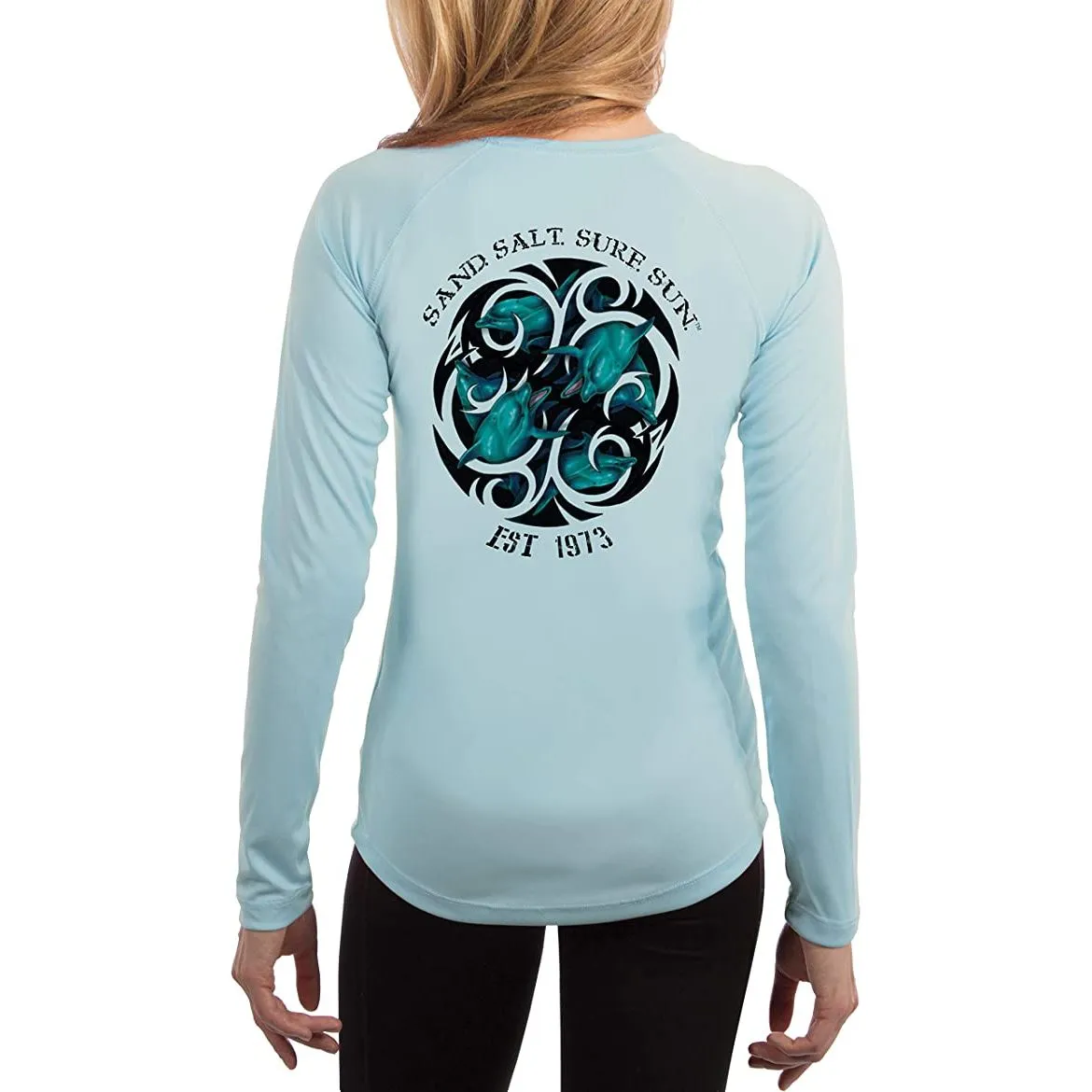 SAND.SALT.SURF.SUN. Dolphin Tribal Women's UPF 50  UV Sun Protection Performance Long Sleeve T-Shirt