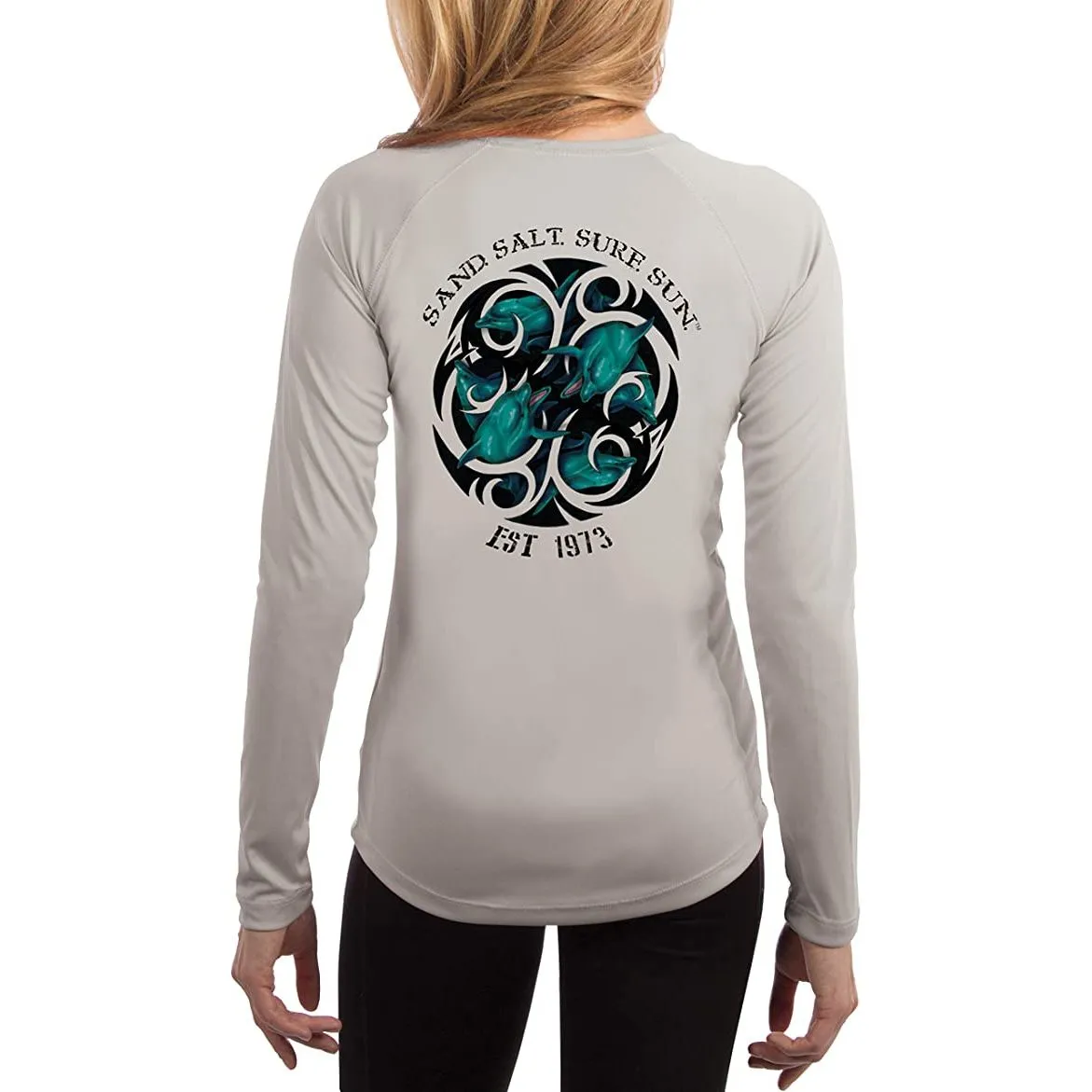 SAND.SALT.SURF.SUN. Dolphin Tribal Women's UPF 50  UV Sun Protection Performance Long Sleeve T-Shirt