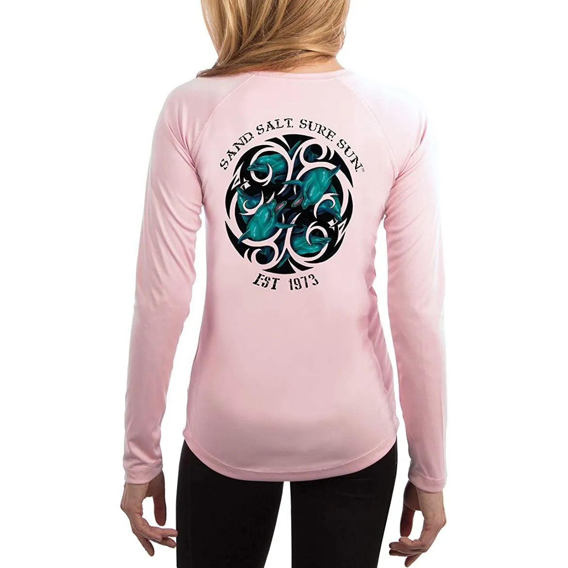 SAND.SALT.SURF.SUN. Dolphin Tribal Women's UPF 50  UV Sun Protection Performance Long Sleeve T-Shirt