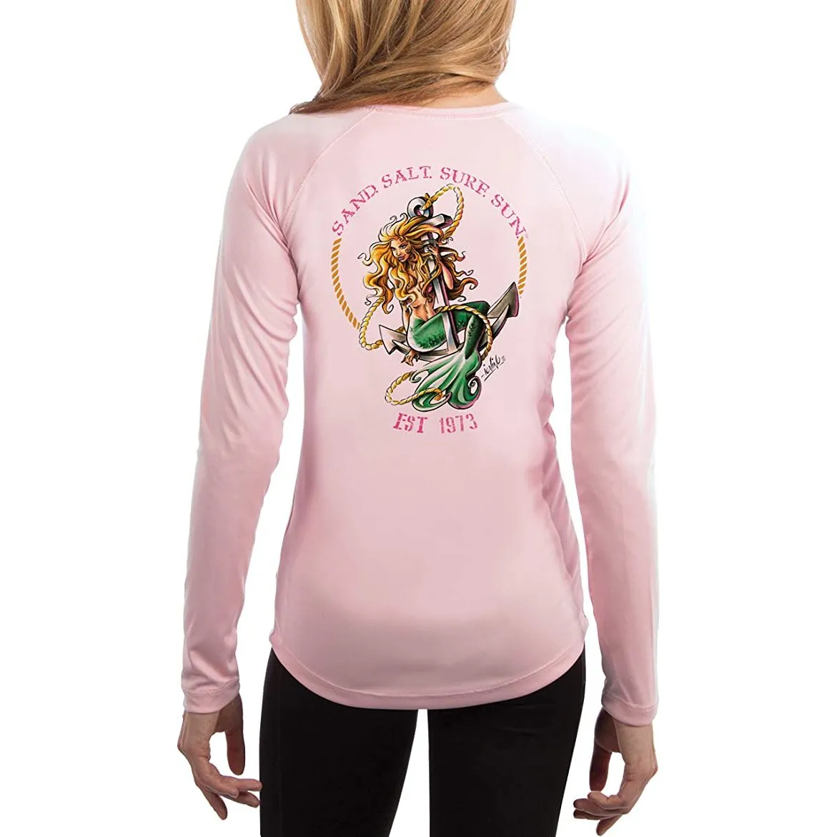 SAND.SALT.SURF.SUN. Mermaid Women's UPF 50  UV Sun Protection Performance Long Sleeve T-Shirt