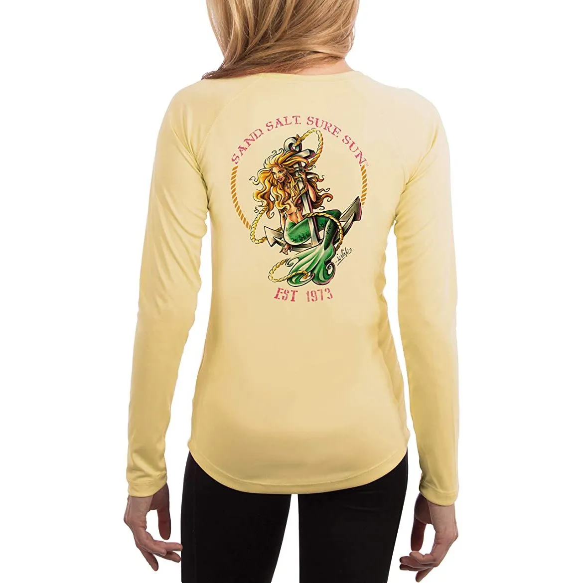 SAND.SALT.SURF.SUN. Mermaid Women's UPF 50  UV Sun Protection Performance Long Sleeve T-Shirt