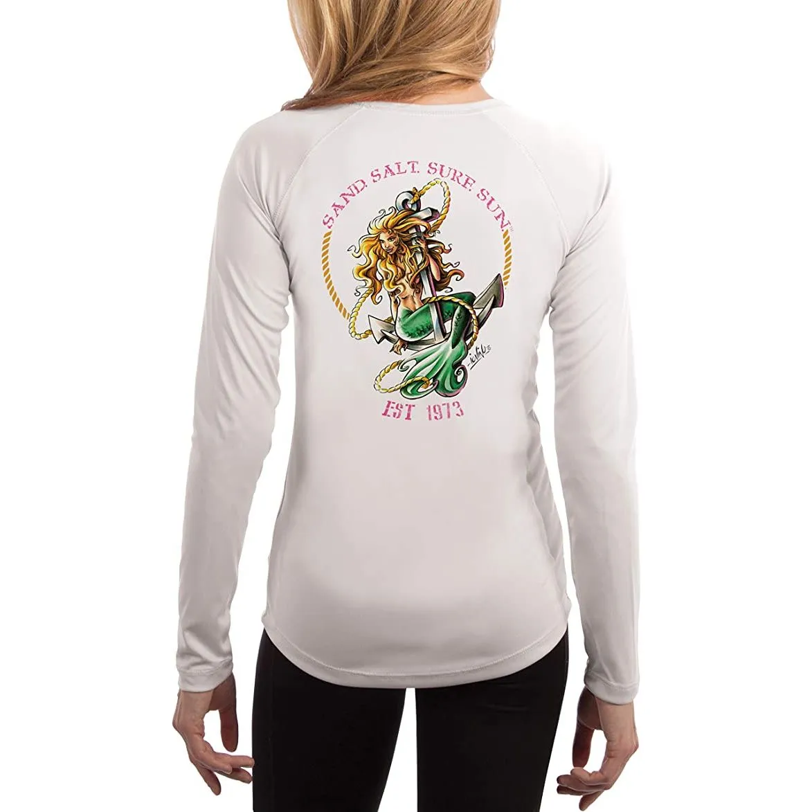 SAND.SALT.SURF.SUN. Mermaid Women's UPF 50  UV Sun Protection Performance Long Sleeve T-Shirt