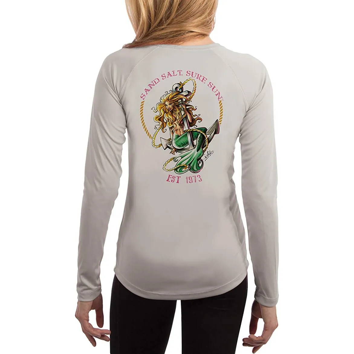SAND.SALT.SURF.SUN. Mermaid Women's UPF 50  UV Sun Protection Performance Long Sleeve T-Shirt