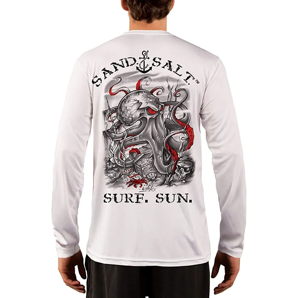 SAND.SALT.SURF.SUN. Octopus Treasure Men's UPF 50  UV Sun Protection Performance Long Sleeve T-Shirt