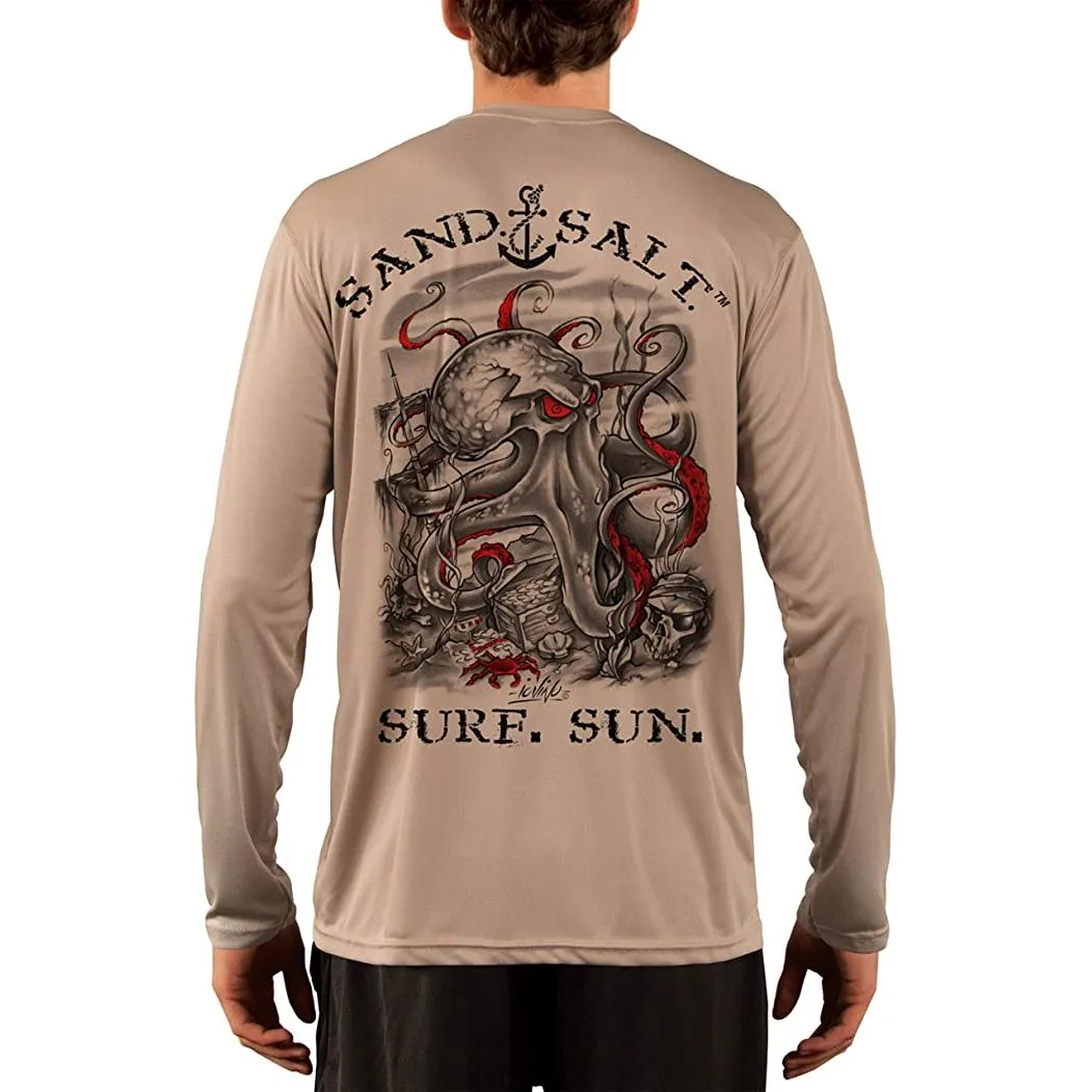 SAND.SALT.SURF.SUN. Octopus Treasure Men's UPF 50  UV Sun Protection Performance Long Sleeve T-Shirt